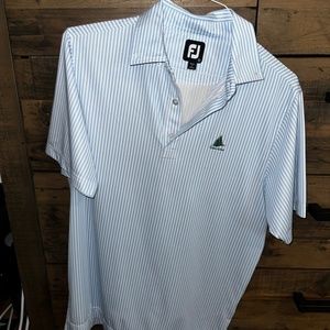 Men’s Footjoy shirt Small blue white vertical stripe glen arbor cg logo
